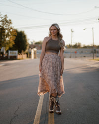 Twisted Times Floral Print Midi Skirt