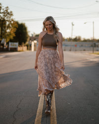 Twisted Times Floral Print Midi Skirt