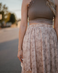 Twisted Times Floral Print Midi Skirt