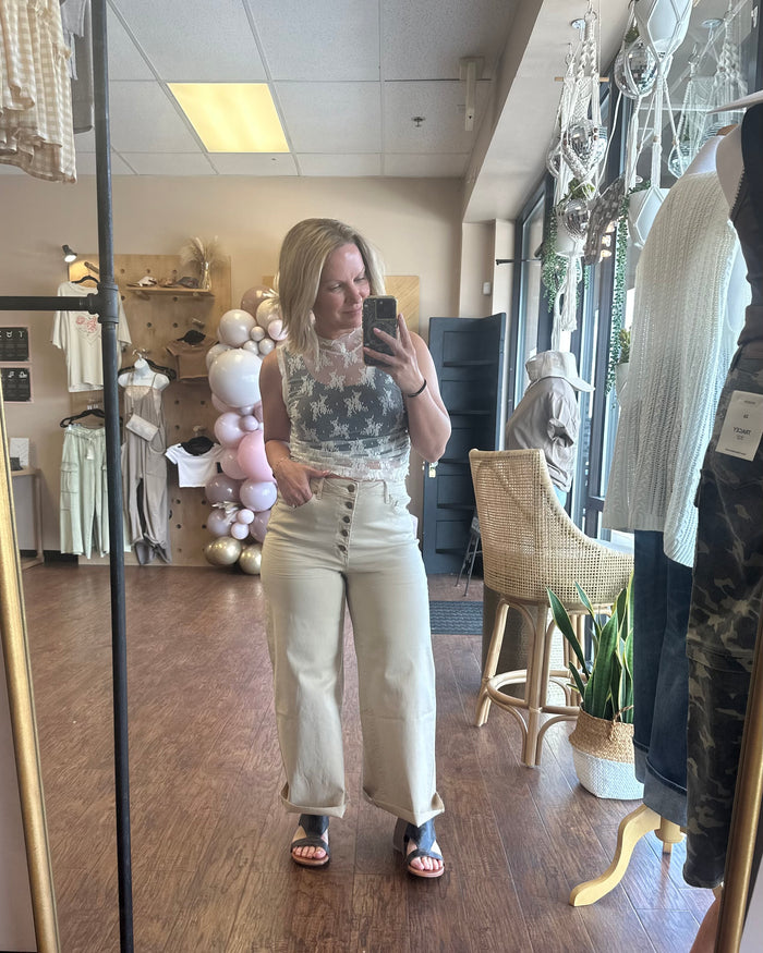 Washed Stone Cropped Jeans