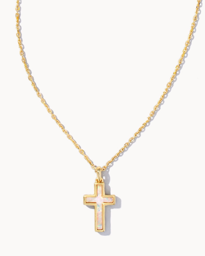 Kendra Scott Cross Pendant Necklace White Opal