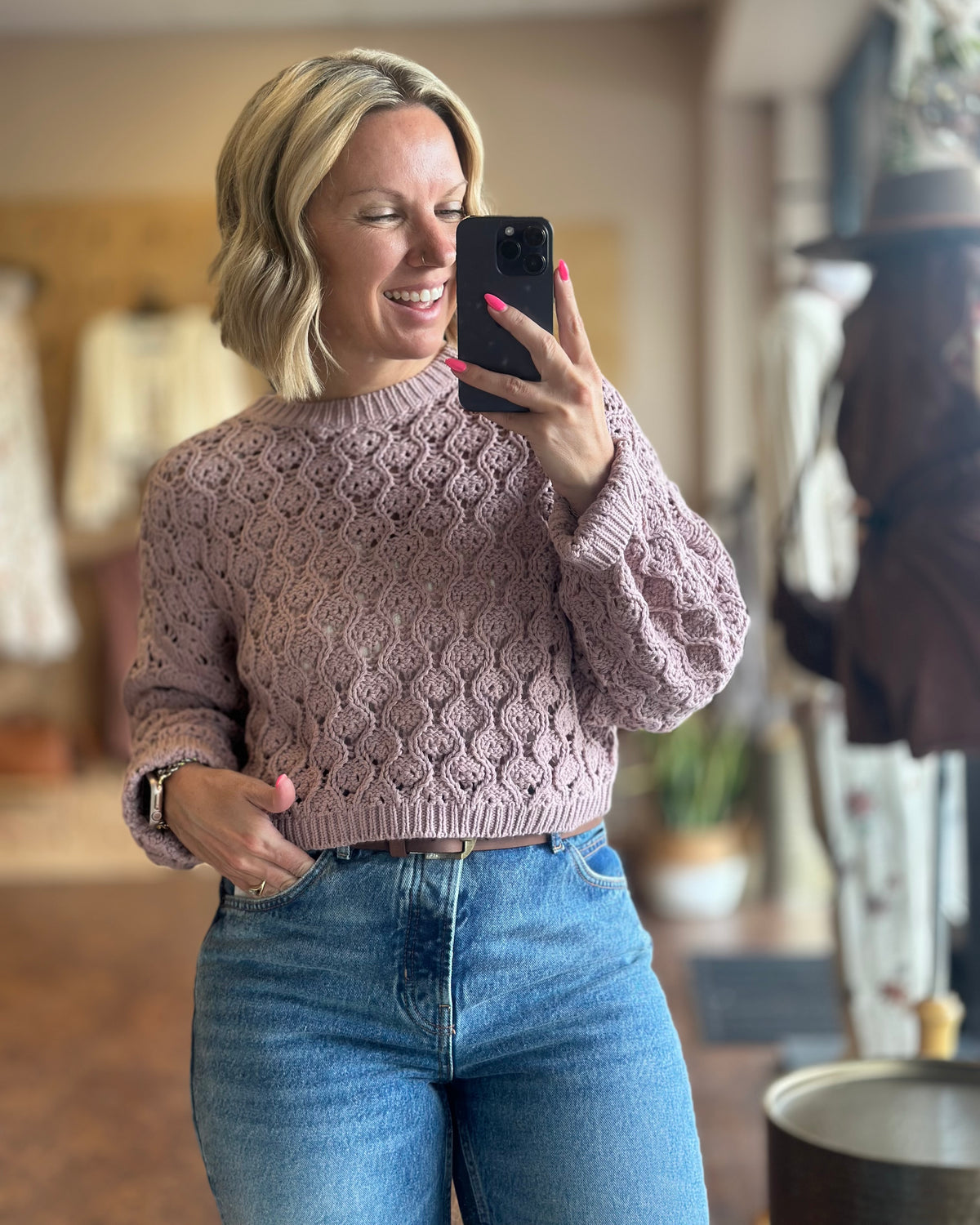 Pointelle Knit Sweater