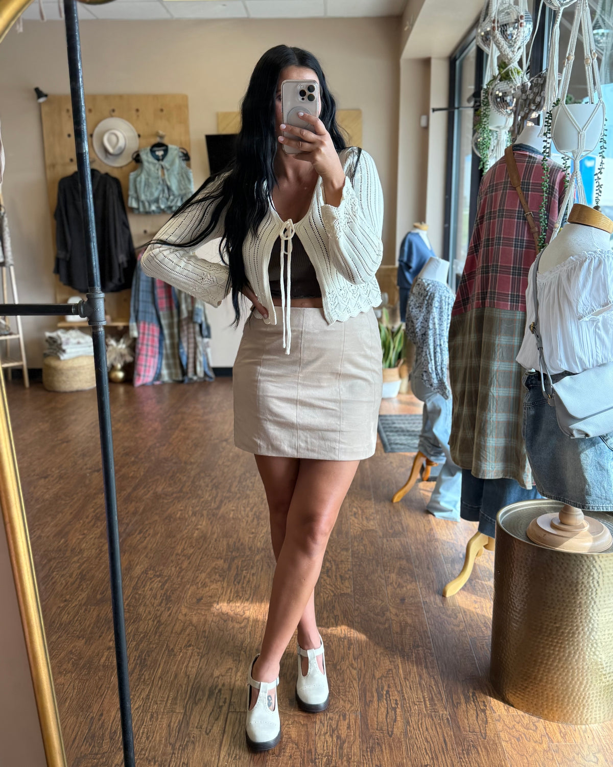 Sage the Label Kisses Faux Suede Mini Skirt