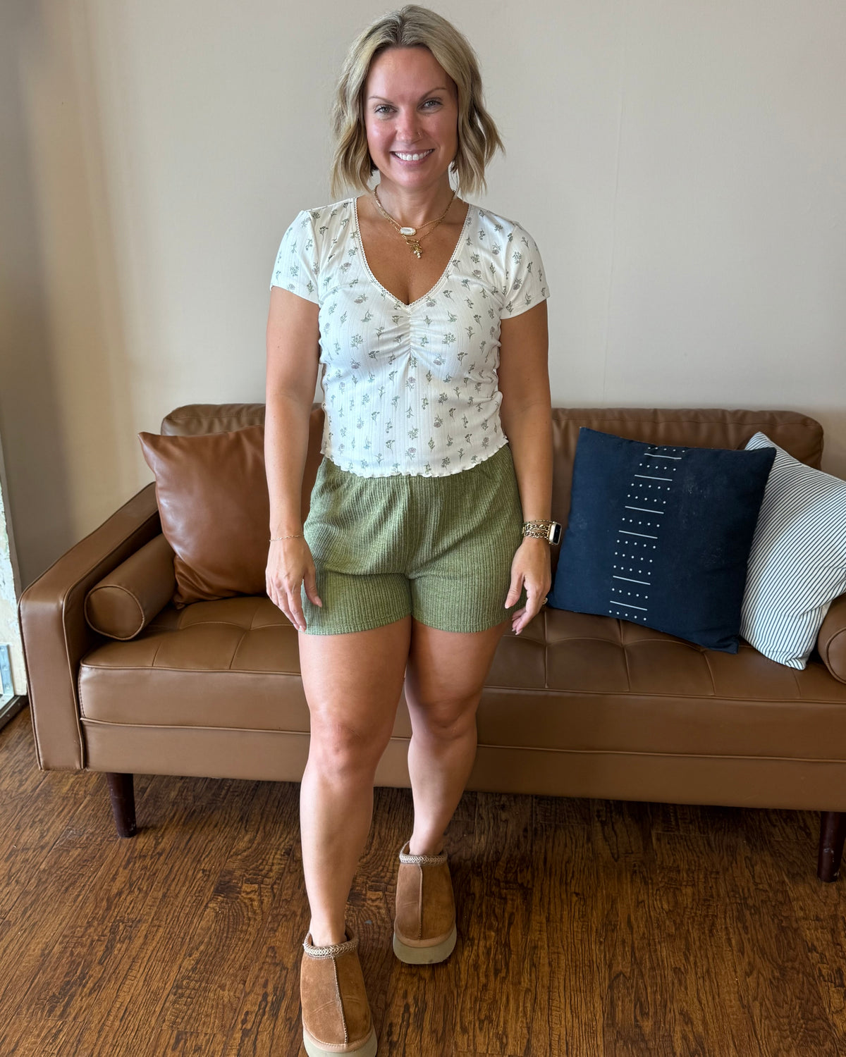 Z Supply Horizon Rib Shorts in Fern