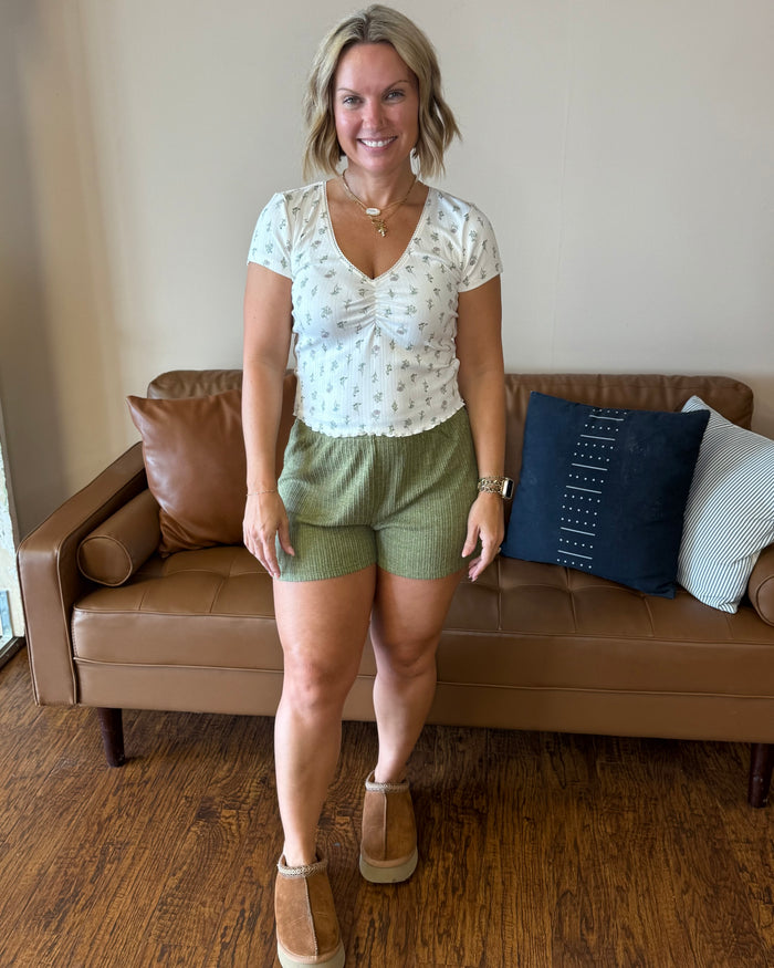 Z Supply Horizon Rib Shorts in Fern
