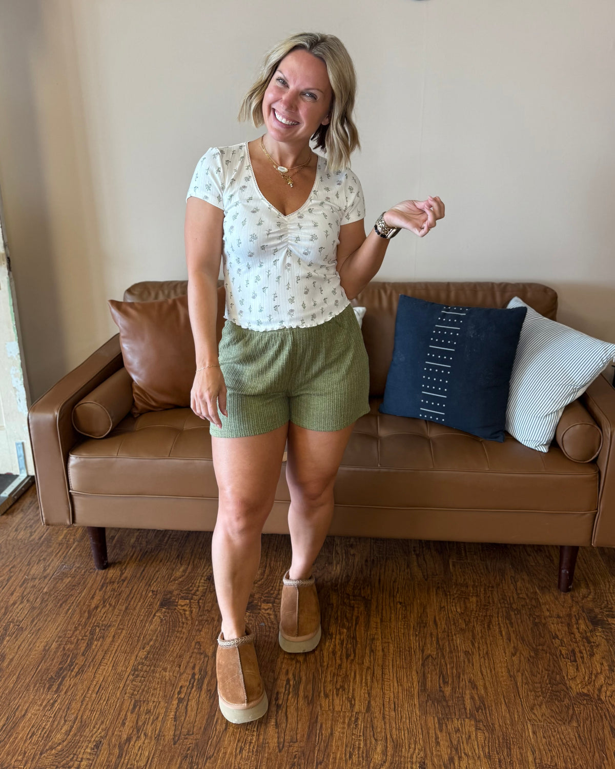 Z Supply Horizon Rib Shorts in Fern