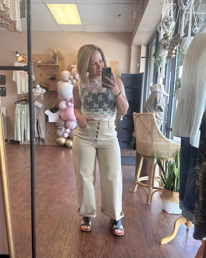 Washed Stone Cropped Jeans