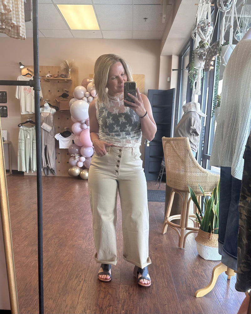 Washed Stone Cropped Jeans