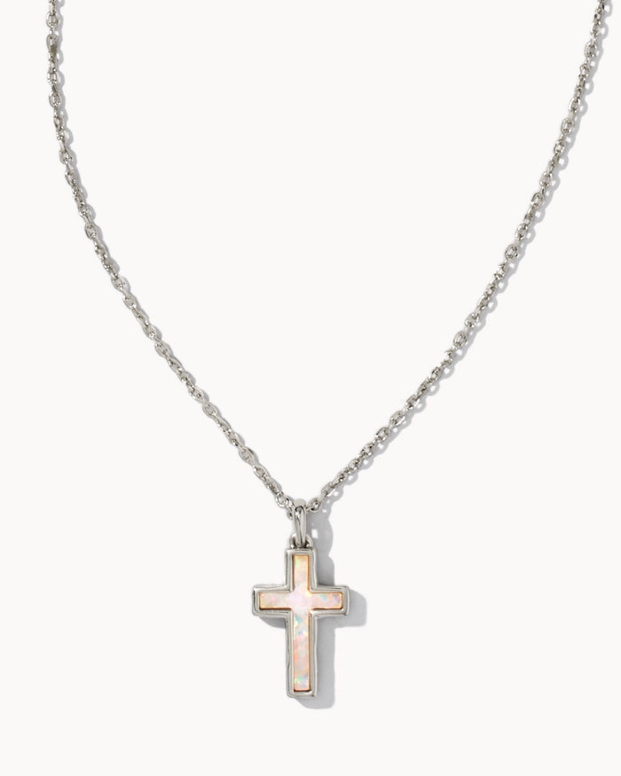 Kendra Scott Cross Pendant Necklace White Opal