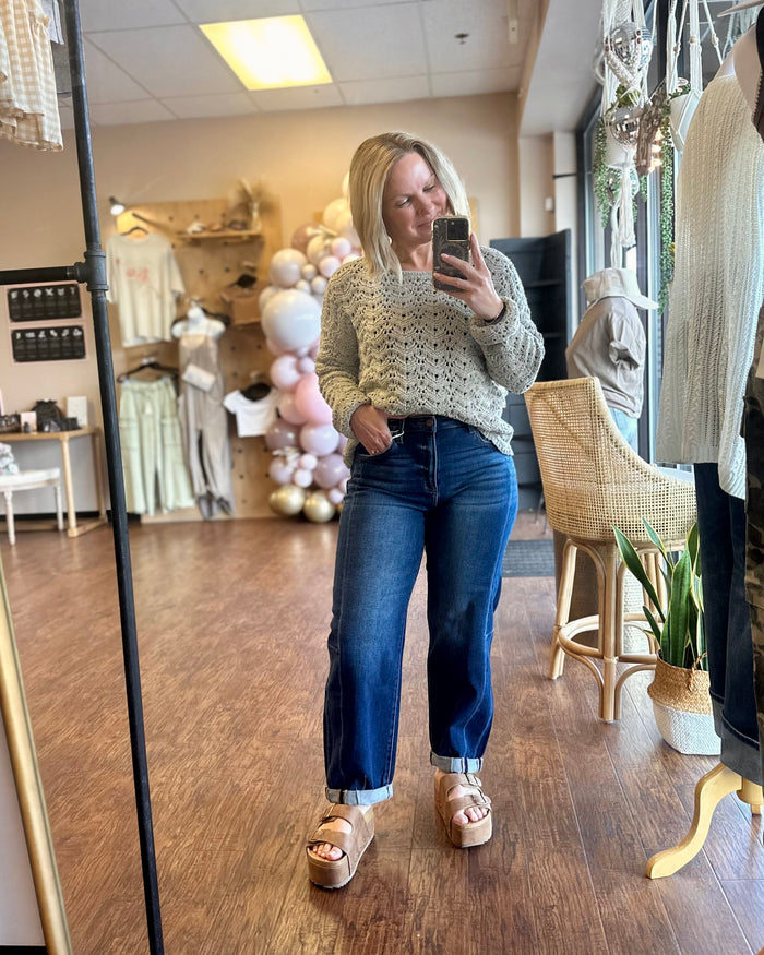 Paulette High Rise Dark Barrel Jeans