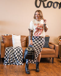 Checkered Slit Skirt