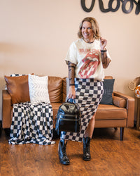 Checkered Slit Skirt