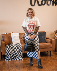 Checkered Slit Skirt