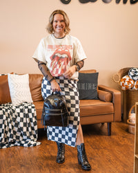 Checkered Slit Skirt