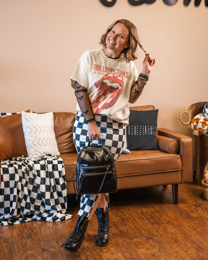 Checkered Slit Skirt