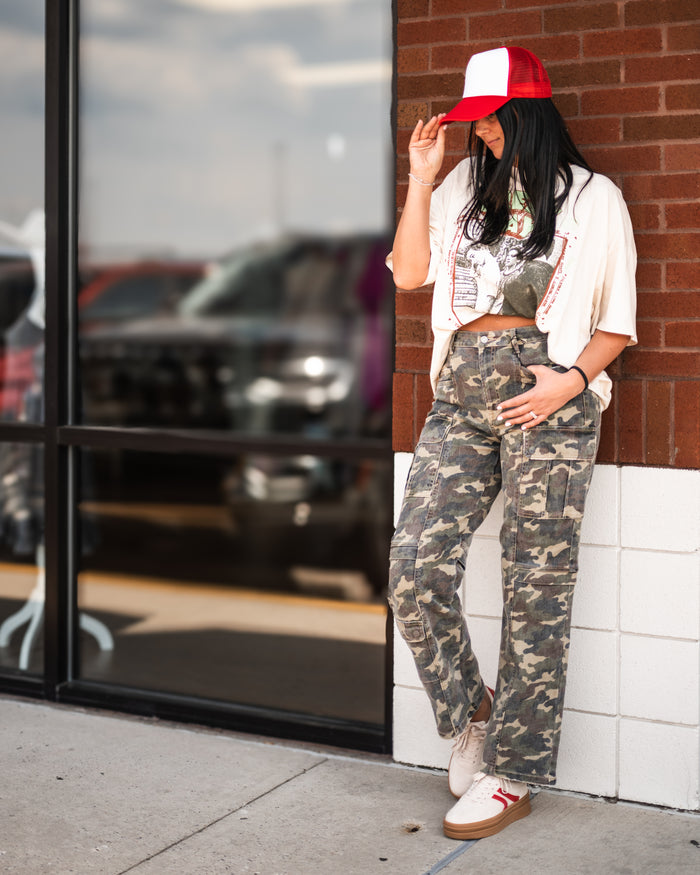 The Tracey Camo Cargo Straight leg Jean