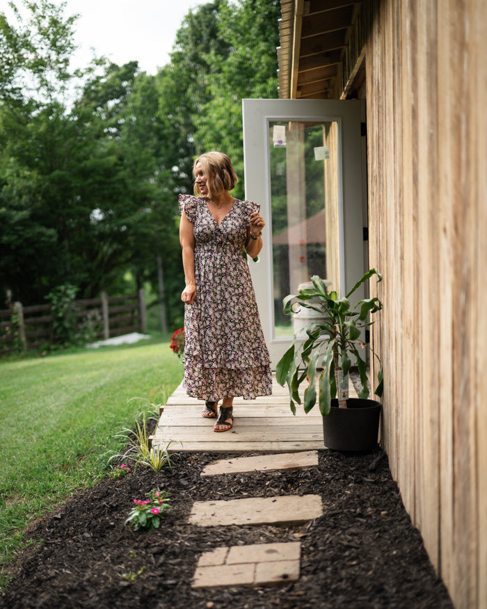 Midnight Bloom Midi Dress
