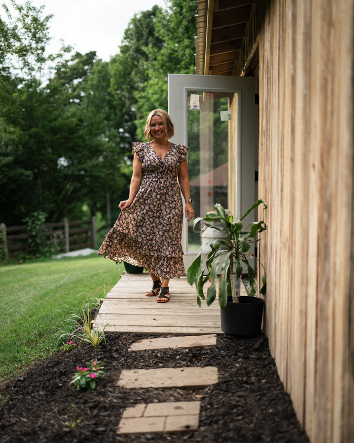 Midnight Bloom Midi Dress