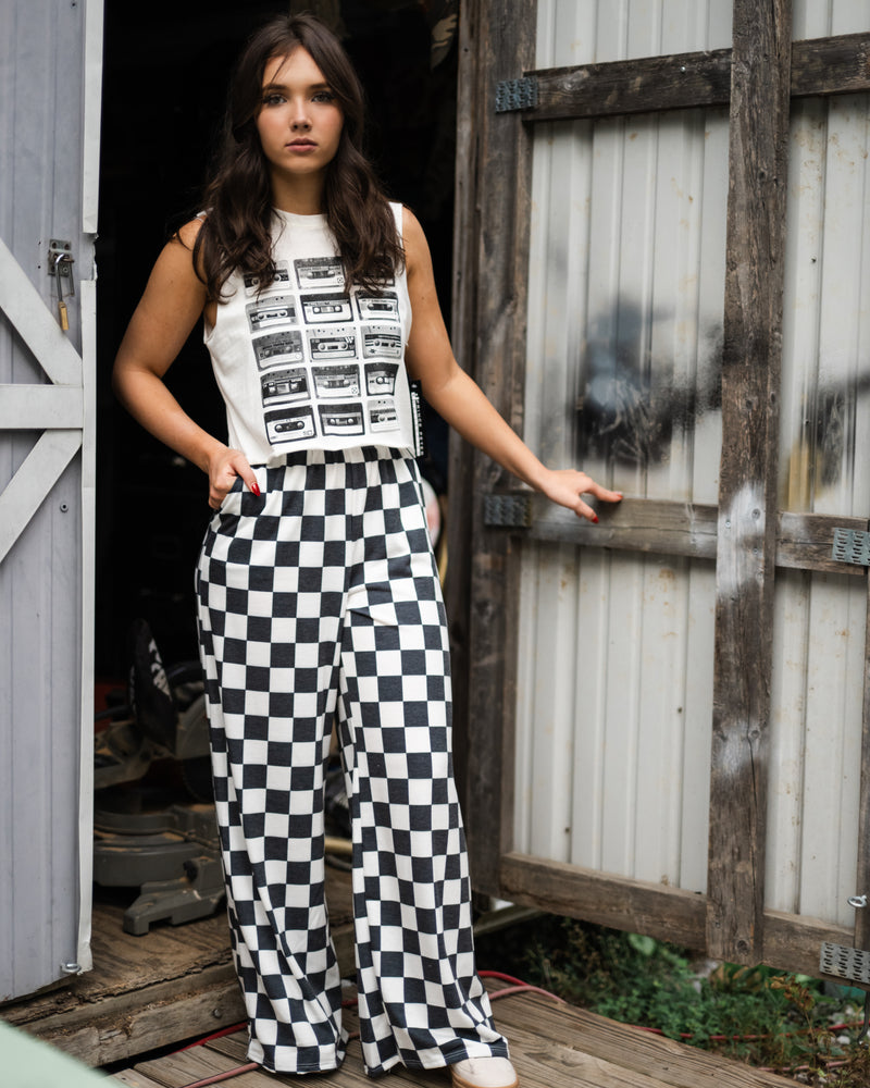 Checkered Wide Leg Pant