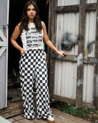 Checkered Wide Leg Pant