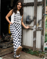 Checkered Wide Leg Pant