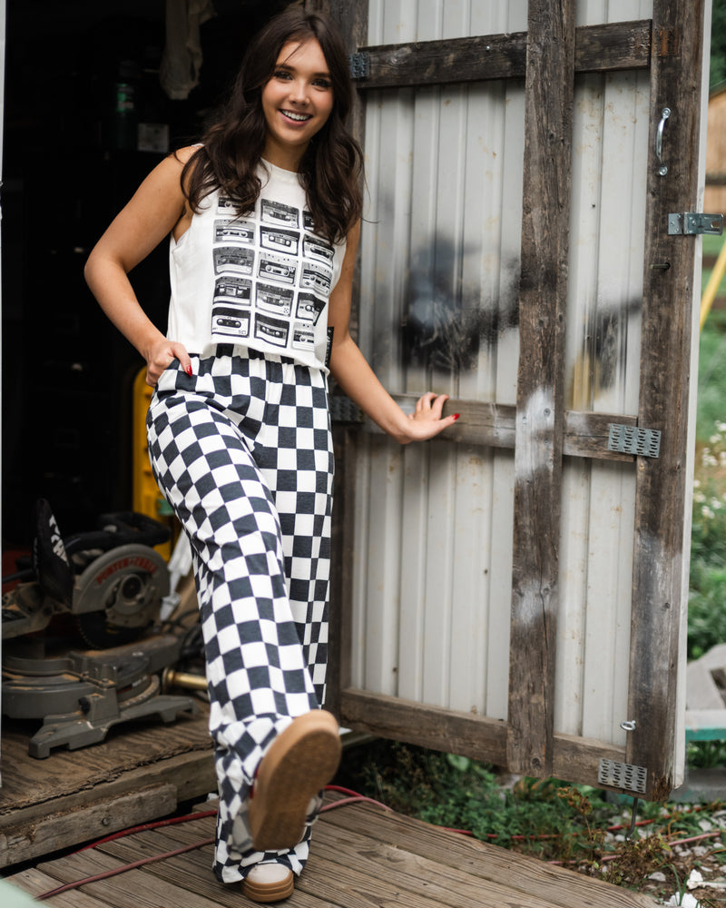 Checkered Wide Leg Pant