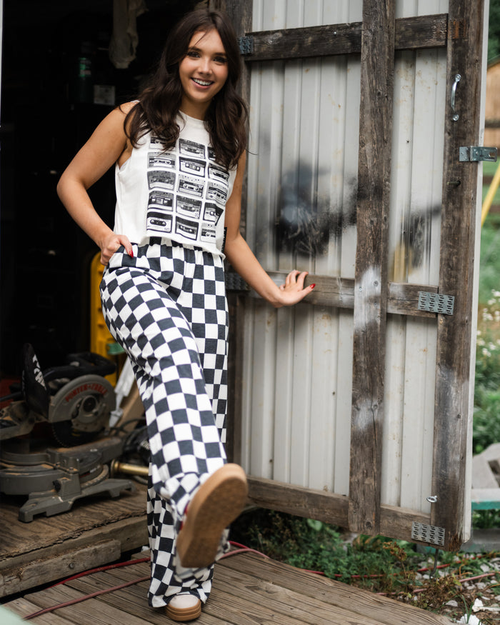 Checkered Wide Leg Pant