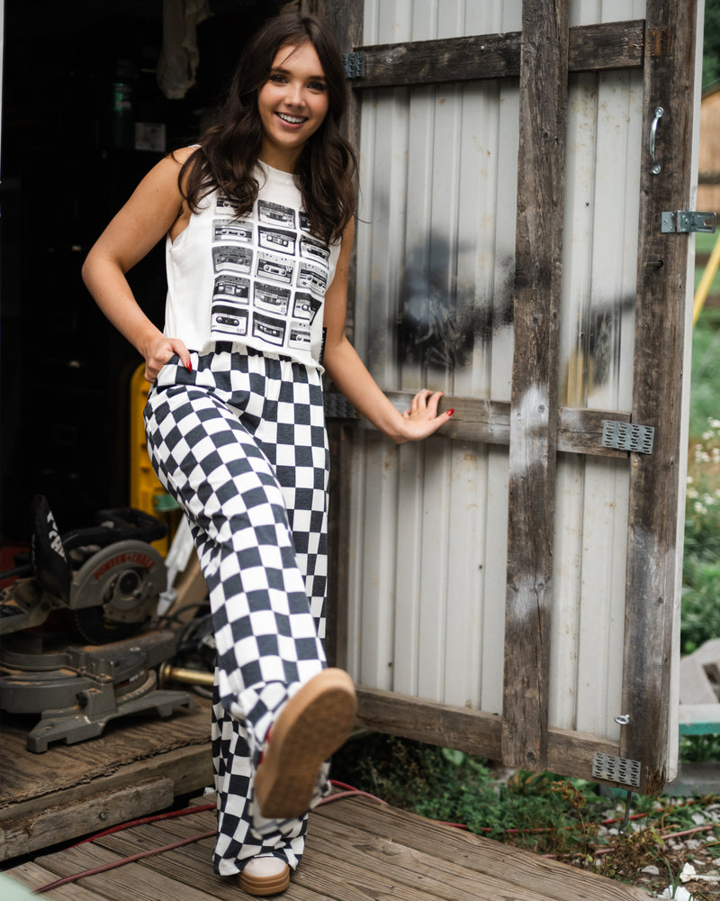 Checkered Wide Leg Pant
