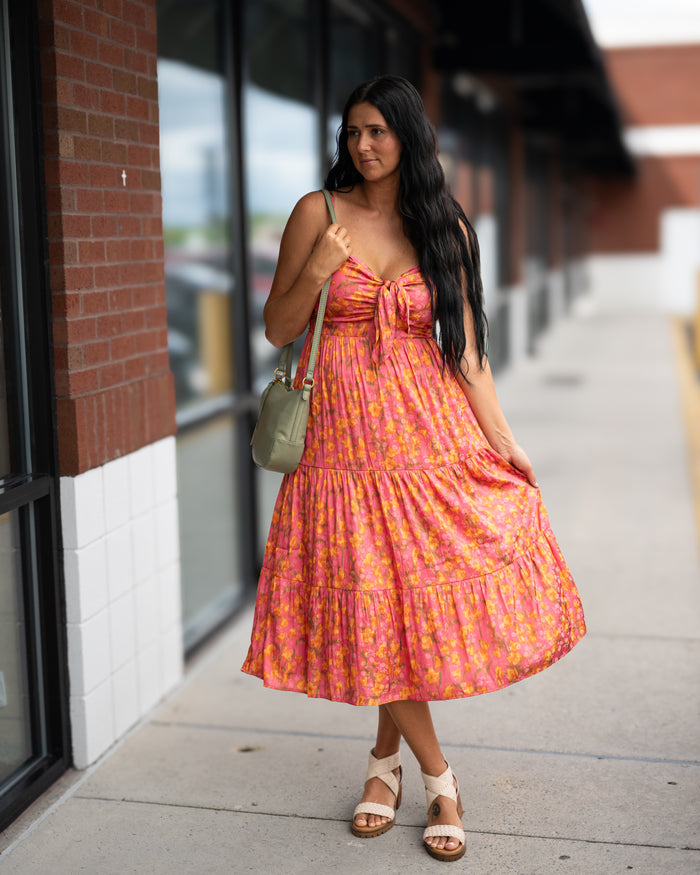 Sadie & Sage Glasses Up Satin Midi Dress