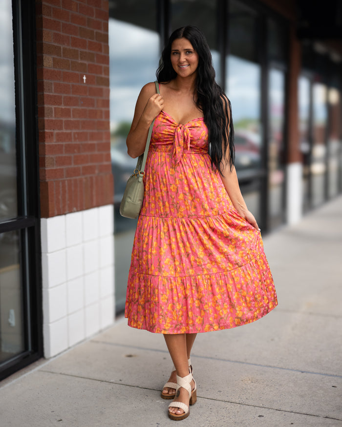 Sadie & Sage Glasses Up Satin Midi Dress