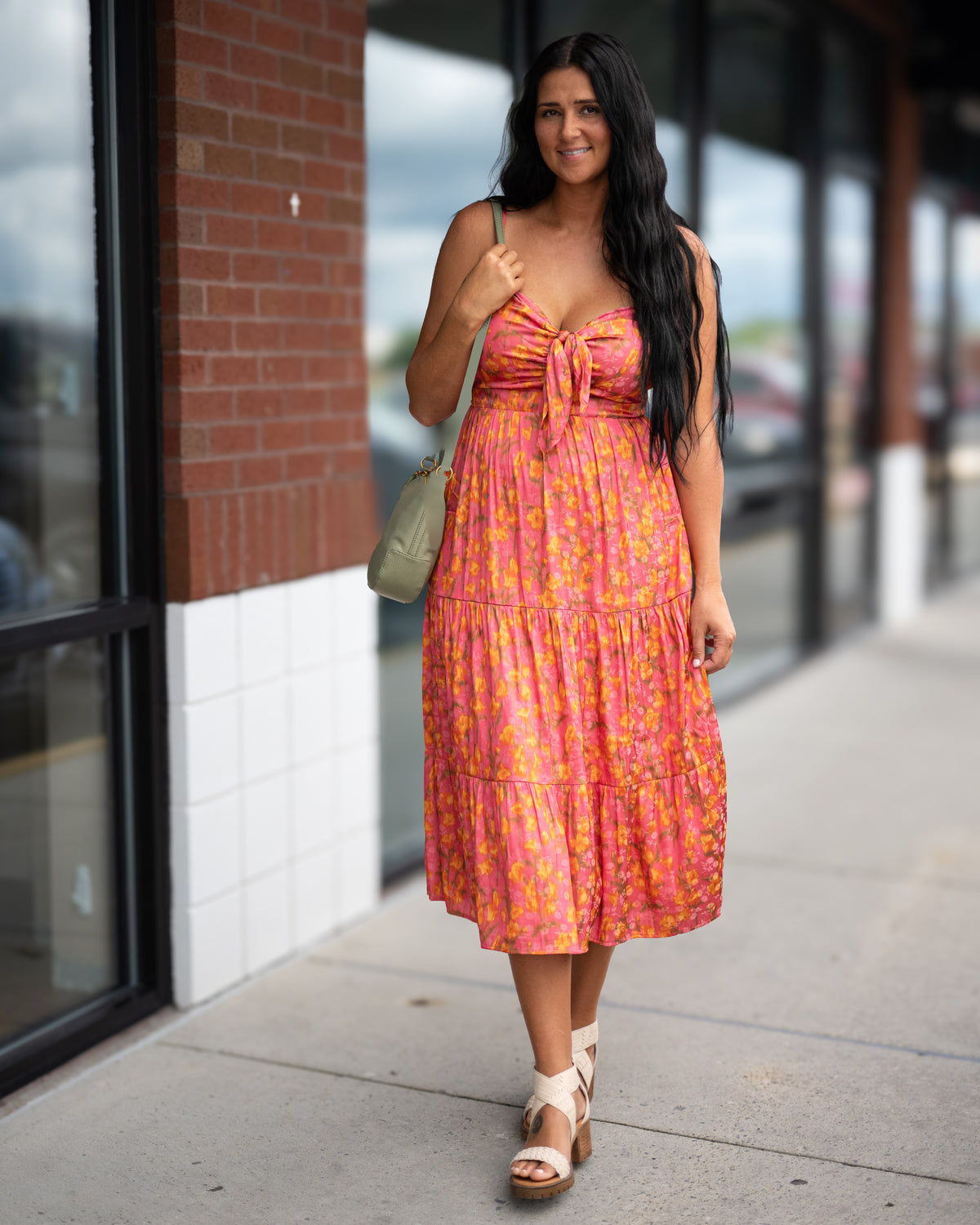 Sadie & Sage Glasses Up Satin Midi Dress