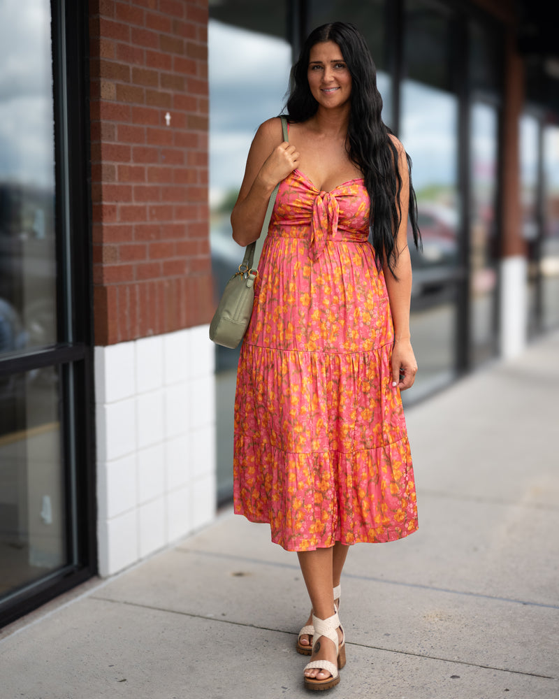 Sadie & Sage Glasses Up Satin Midi Dress