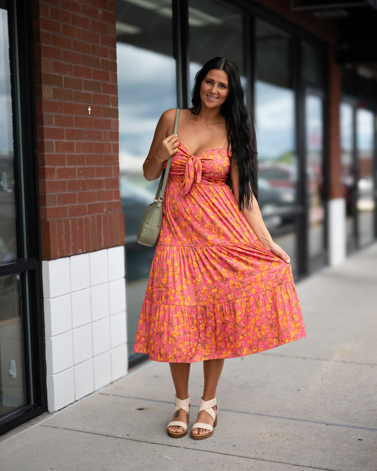 Sadie & Sage Glasses Up Satin Midi Dress