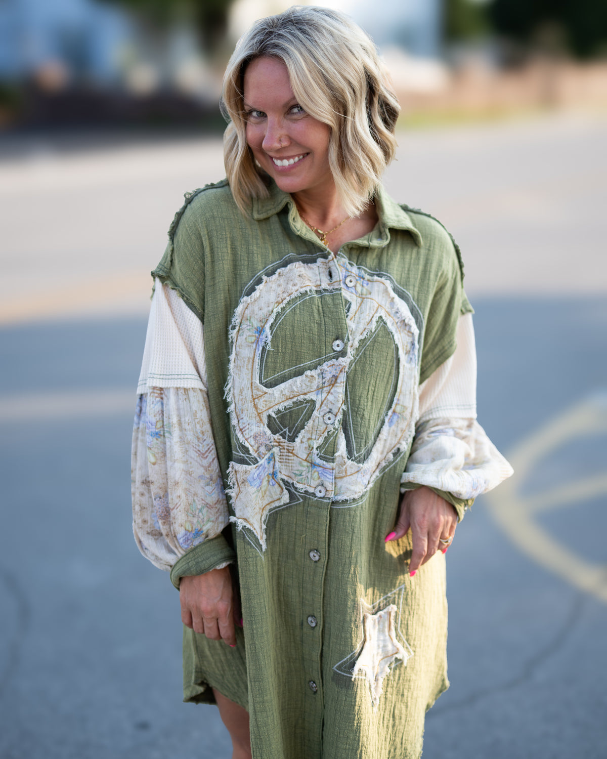 Peace Be With You Button Up