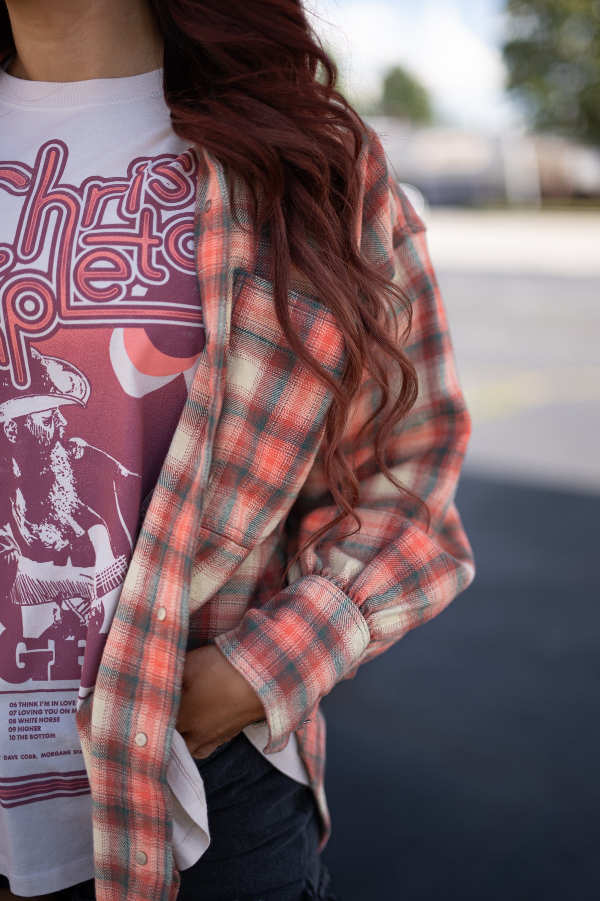 Free People Ashley Plaid Shirt Sand Combo