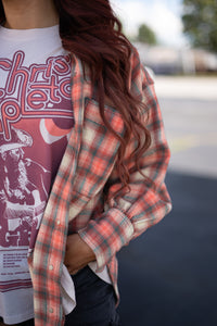Free People Ashley Plaid Shirt Sand Combo